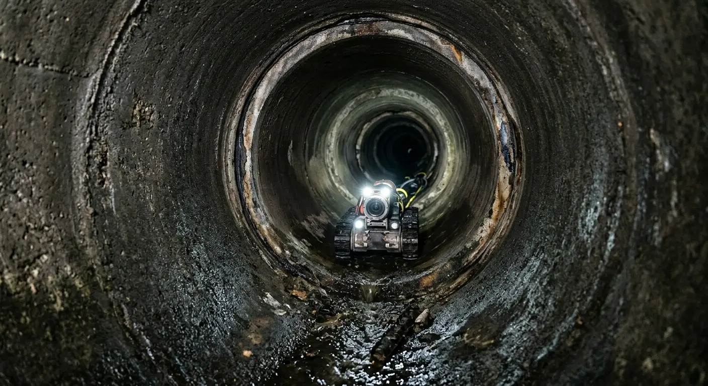 Robotic sewer camera inspecting pipe interior for Sewer Line Cleaning in Jacksonville Beach